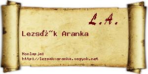 Lezsák Aranka névjegykártya